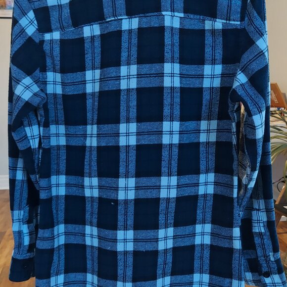 Men Flannel Shirt Long Sleeves Check Print Button Up - Picture 3 of 6
